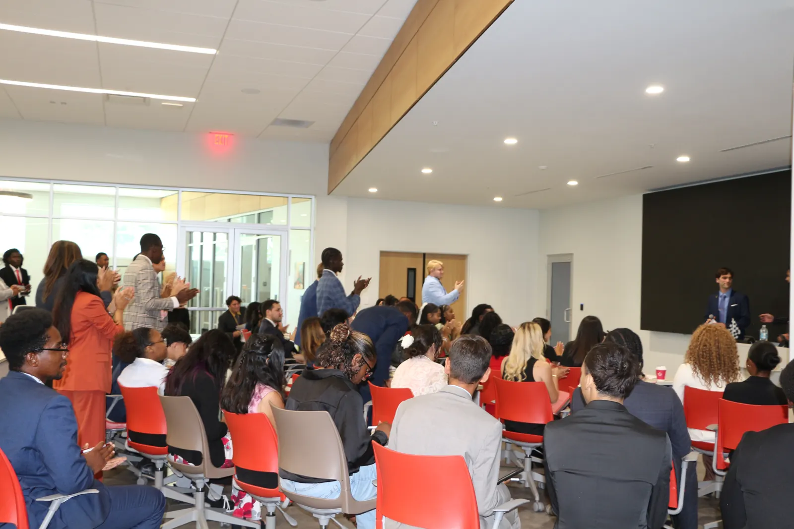 A full room of Crescent recruits at a campaign briefing